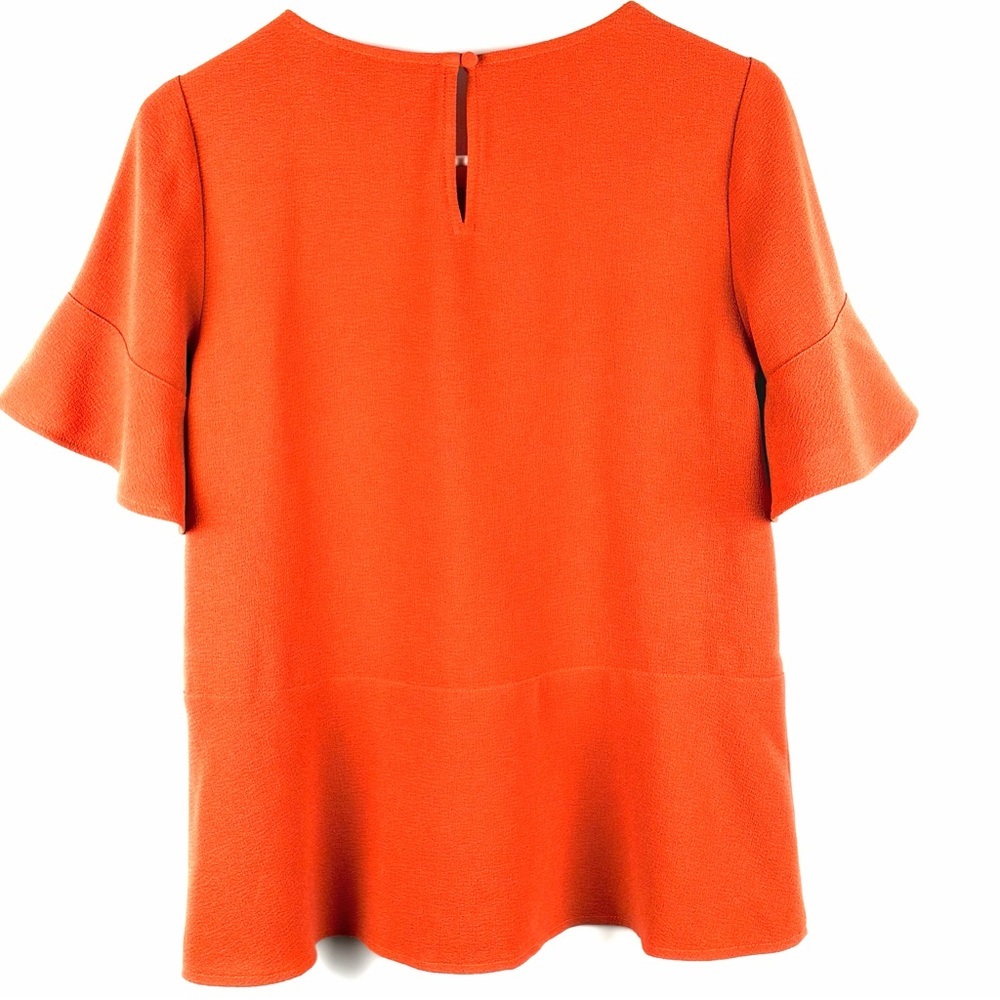 Madewell XS Orange Textured Flutter Sleeve Peplum Blouse Top - Picture 11 of 13